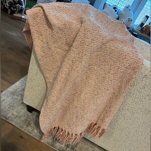 Artisan 34 Blush Pink Throw Blanket with Fringe